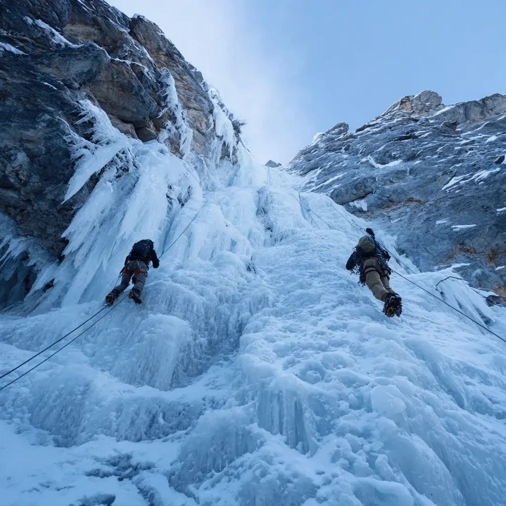 Cascade de glace — escalade sur glace Arolla, Val d'Hérens